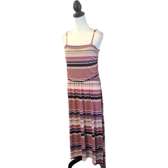 Maurices Pink Stripe Convertible Tube Top Hi-Low Maxi Dress, Size L (12-14) VGUC - Picture 3 of 7